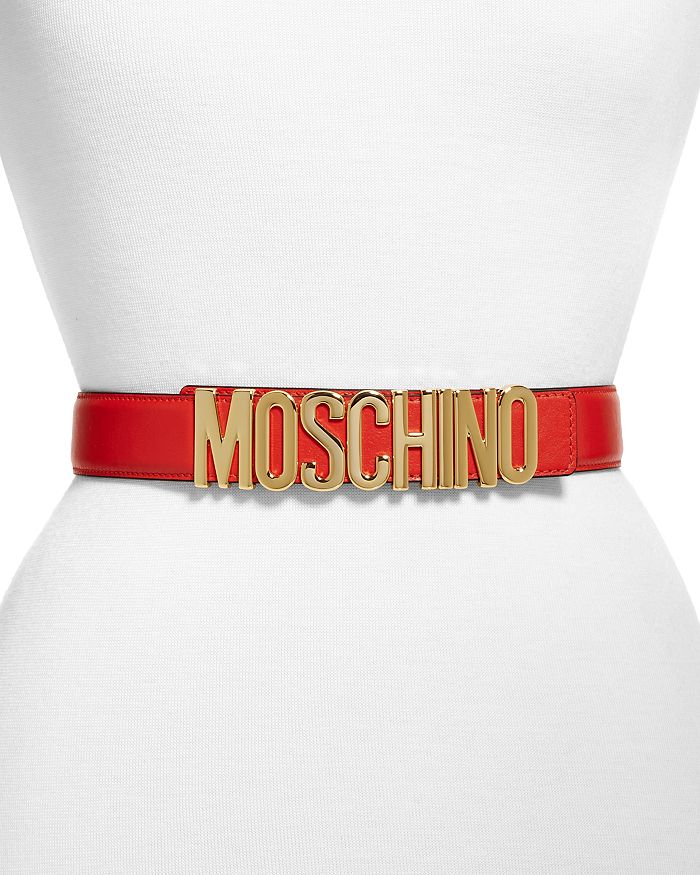 

Женский кожаный ремень с пряжкой-логотипом Moschino