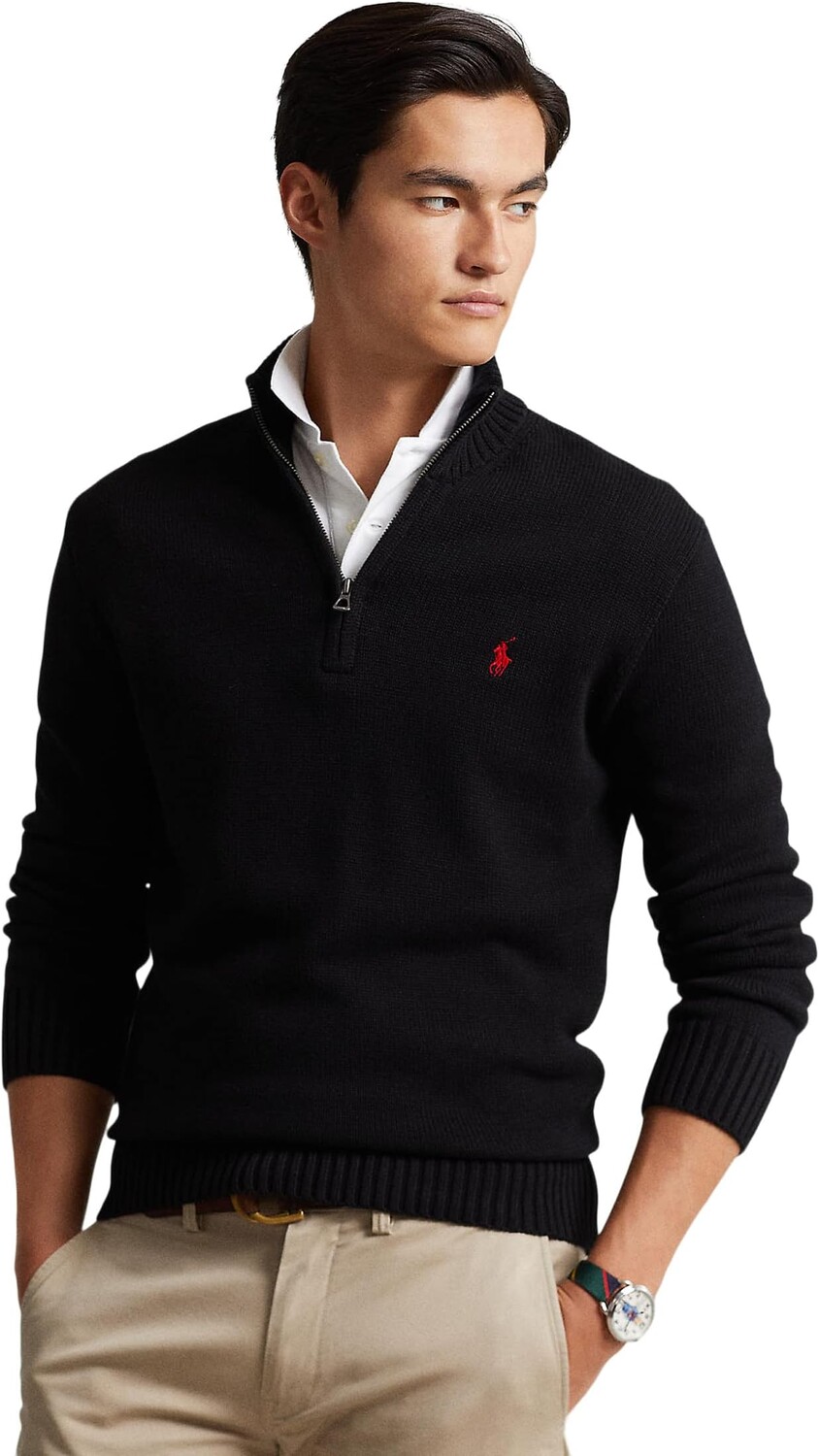 

Хлопковый свитер на молнии 1/4 Polo Ralph Lauren, цвет Polo Black
