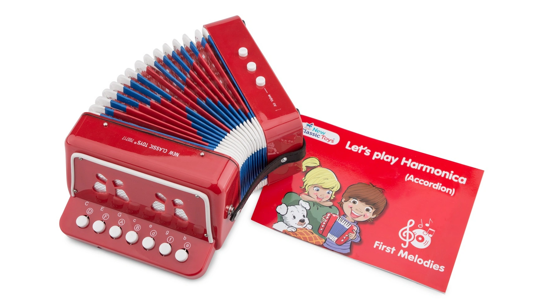 

Аккордеон New Classic Toys красный с нотной книжкой