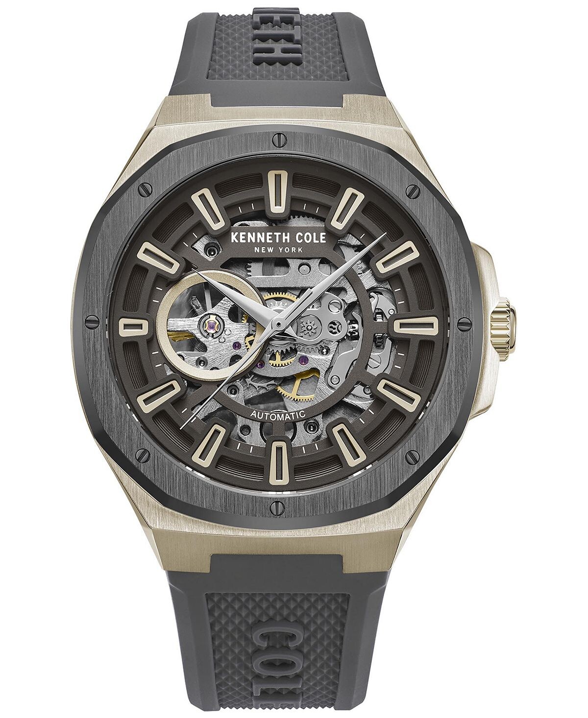 

Мужские автоматические часы с серым силиконовым ремешком 44 мм Kenneth Cole