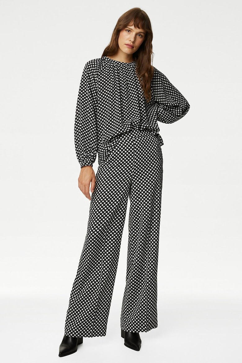 

Укороченные брюки в горошек Marks & Spencer, черный
