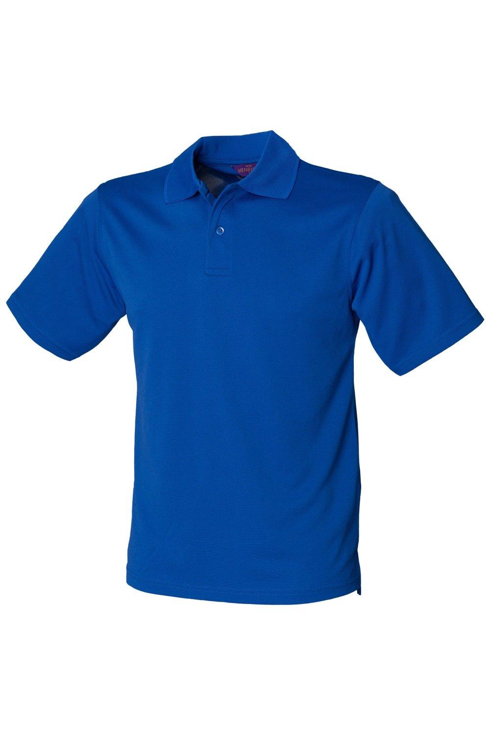 Рубашка поло Coolplus из пике Henbury, синий рубашка поло coolplus из пике henbury зеленый