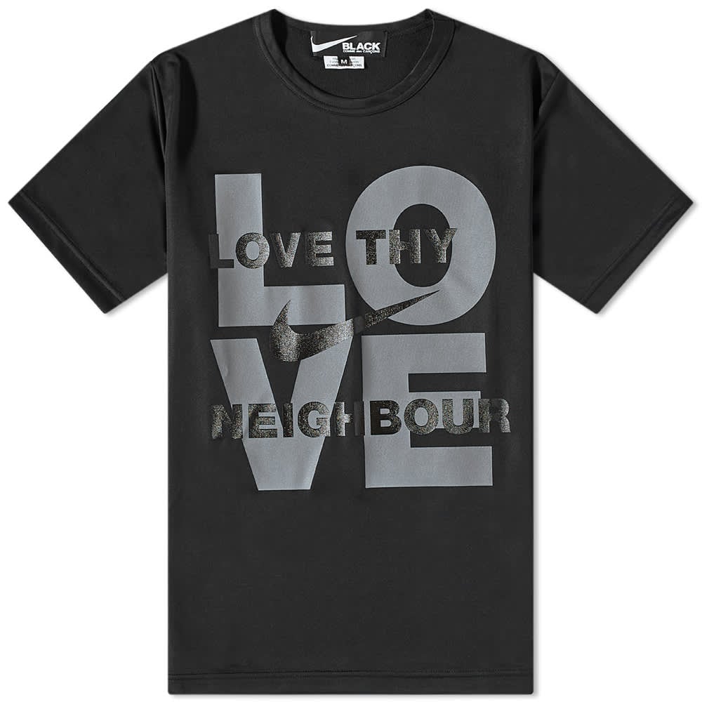 

Черная футболка Comme des Garçons Black Love Thy Neighbor с Nike, черный