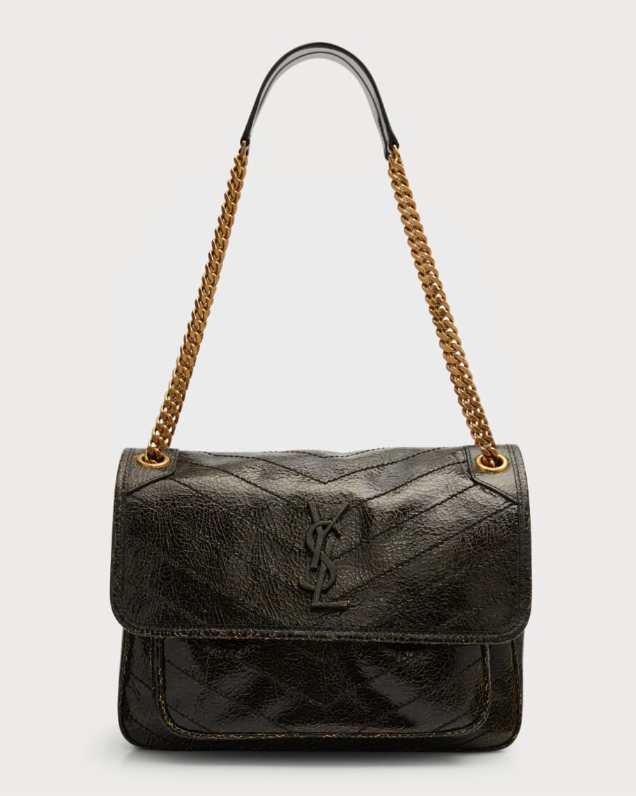 

Средняя сумка через плечо Niki YSL из жатой кожи Saint Laurent