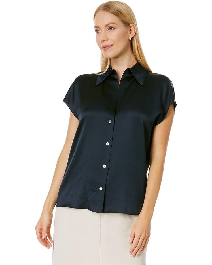 

Блуза Vince Cap Sleeve Ruched Back, цвет Coastal Blue