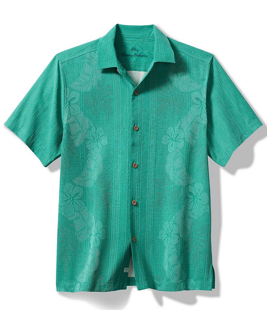 цена Tommy Bahama Bali Border Шелковая рубашка с короткими рукавами, зеленый