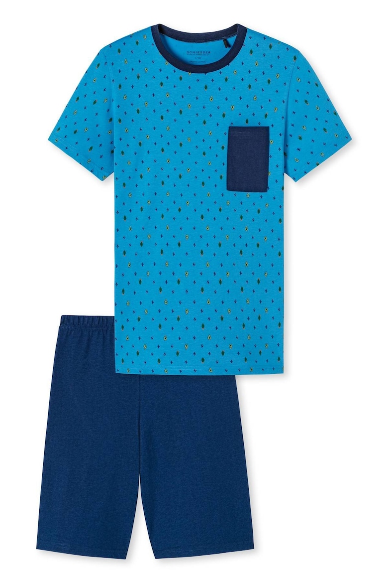 Короткая пижама с нагрудным карманом Schiesser, синий