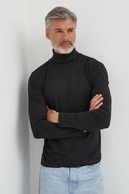 

Хлопковая рубашка с длинными рукавами Calvin Klein, черный