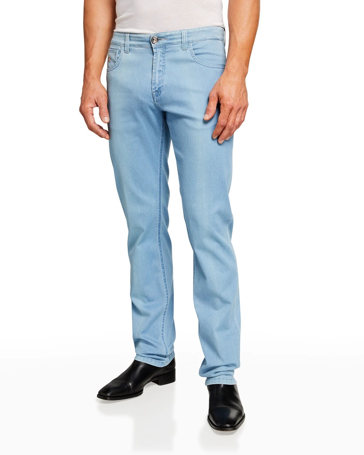 

Мужские светлые джинсы узкого кроя из денима Stefano Ricci, цвет Light Blue