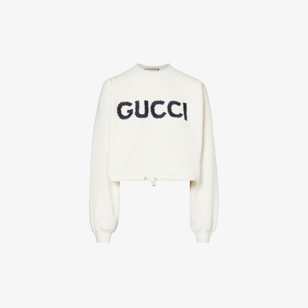 

Толстовка из хлопкового джерси с фирменной вышивкой и завязками по краю Gucci, цвет sunlight mix