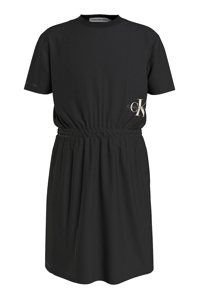 Платье из органического хлопка с эластичной талией Calvin Klein, черный