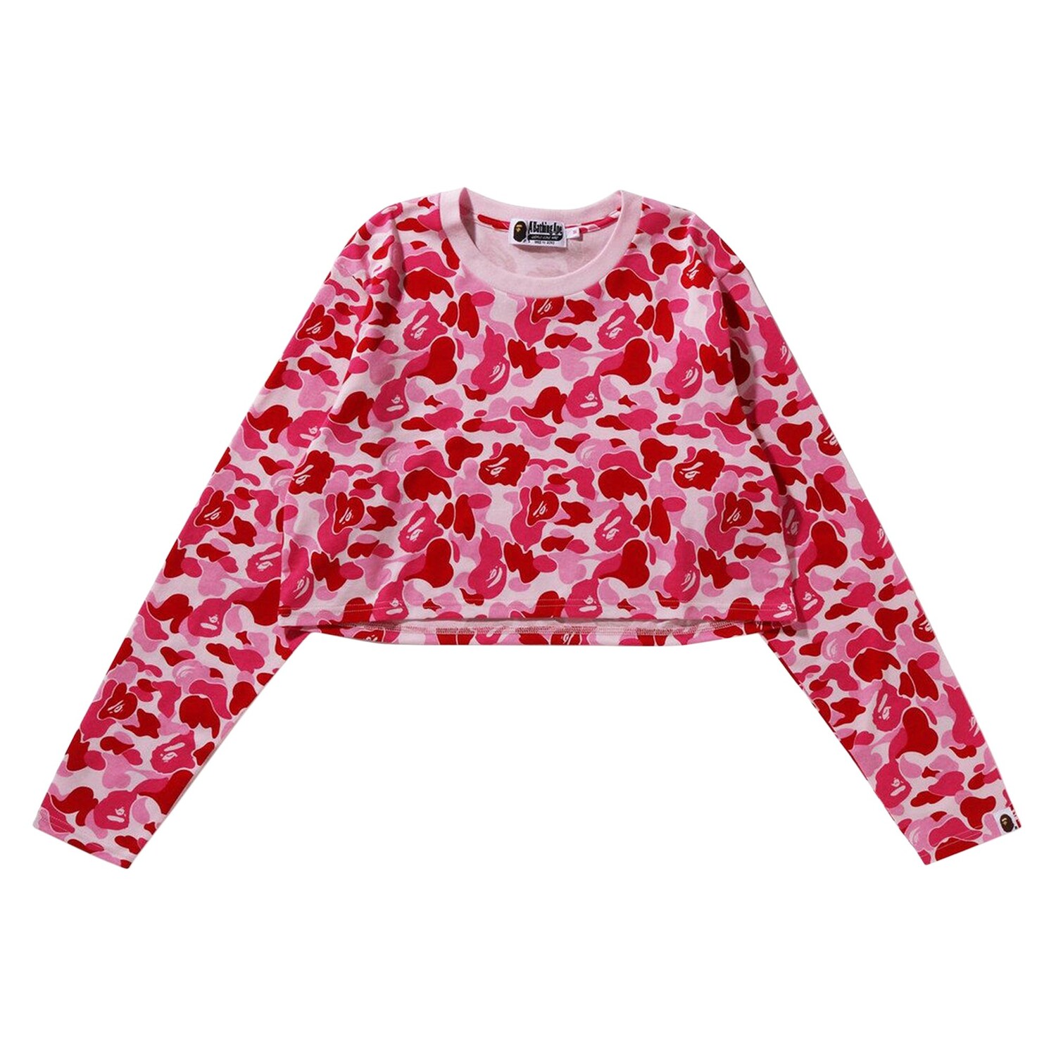 

Укороченная футболка с длинными рукавами BAPE ABC Camo, розовая, Розовый