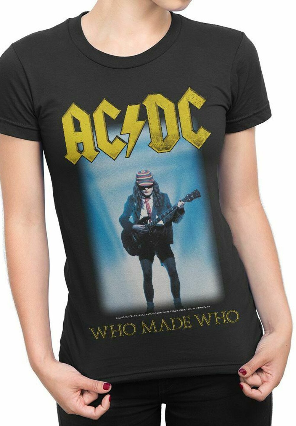 топ ac dc who made who rockshirts черный Футболка с принтом AC/DC WHO MADE WHO rockshirts, цвет black