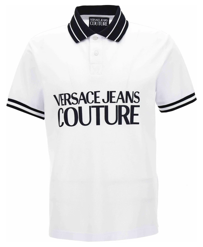 

Футболка Поло из хлопкового пике с логотипом R Versace Jeans Couture, белый