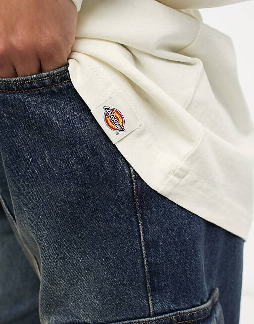 

Белоснежная футболка с длинными рукавами и принтом на спине Dickies oatfield