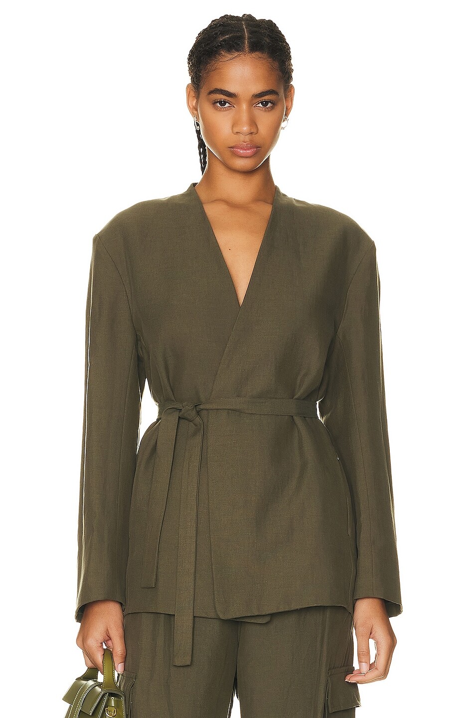

Куртка Enza Costa For Fwrd Twill Belted, цвет Dark Olive