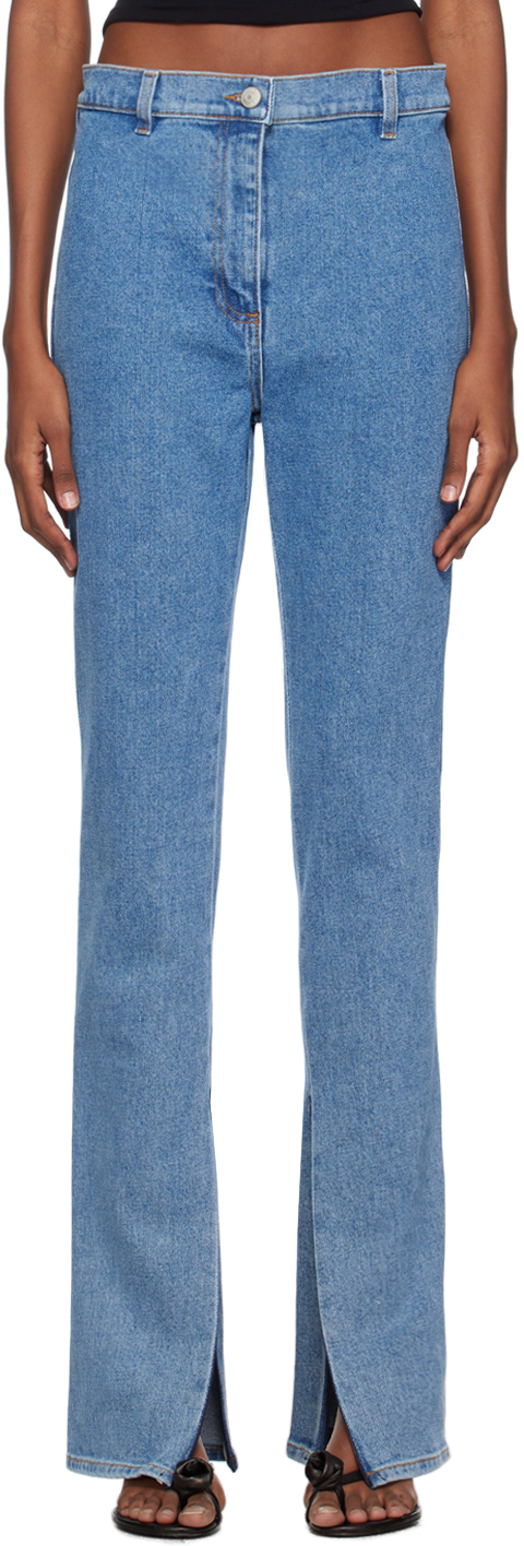 Синие джинсы узкого кроя Magda Butrym, цвет Blue рваные байкерские джинсы узкого кроя blowout evolution in design синий