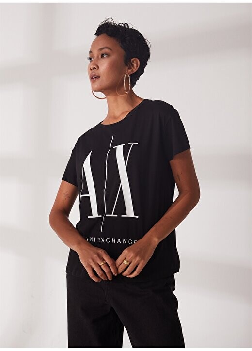 

Черная женская футболка с круглым вырезом 8NYTCX-1200 Armani Exchange, черный