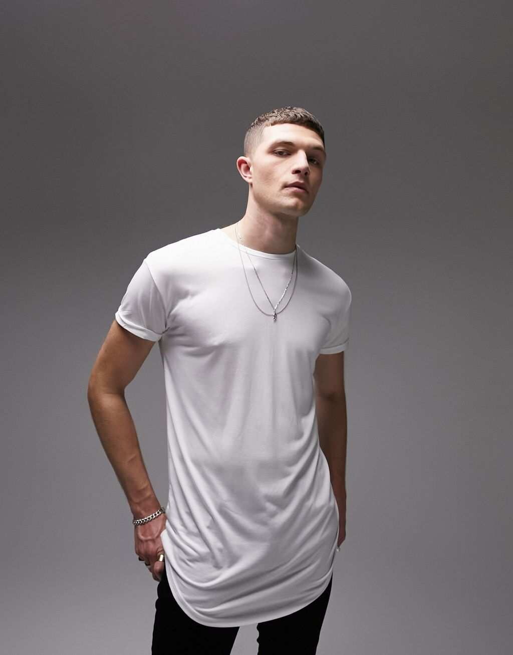 

Белая удлиненная футболка Topman, Белый