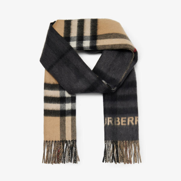 

Кашемировый шарф в гигантскую клетку с кисточками Burberry, черный