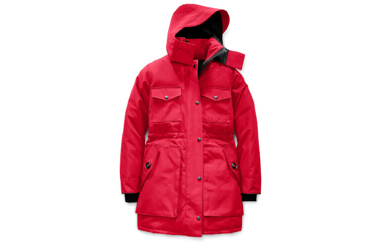 

Женский пуховик Canada Goose, красный