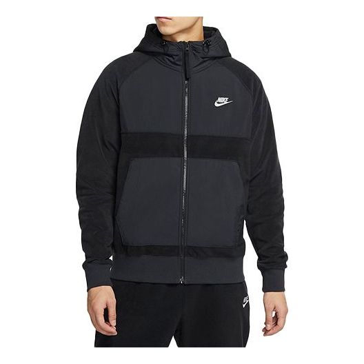 Куртка Nike Contrast Color Stitching Windproof Hooded Jacket Black, черный