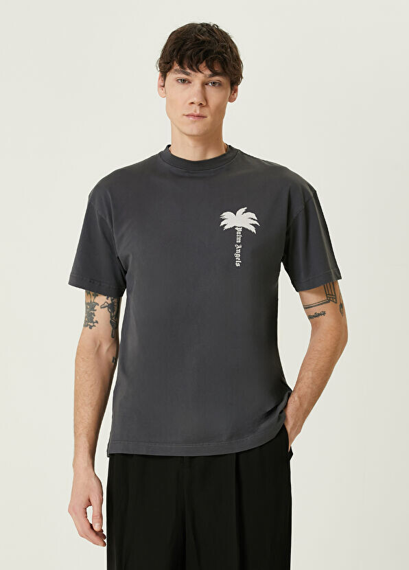 

Темно-Серая футболка с логотипом Palm Angels, черный
