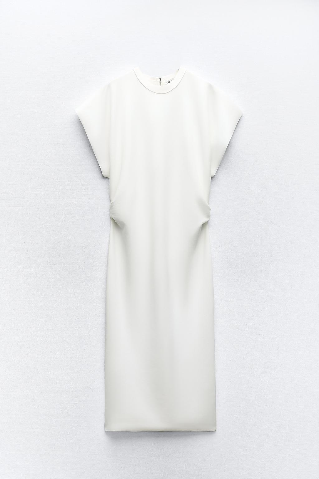Платье с эффектом неопрена ZARA, белый