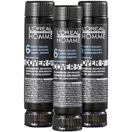 

L'Oreal Professional Homme Cover 5 Гель-краска для волос с аммиаком № 6 для темно-русых 50 мл — упаковка из 3 шт.