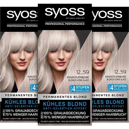 

Краска для волос Color Cool Platinum Blonde, уровень осветления 3, 115 мл, Syoss