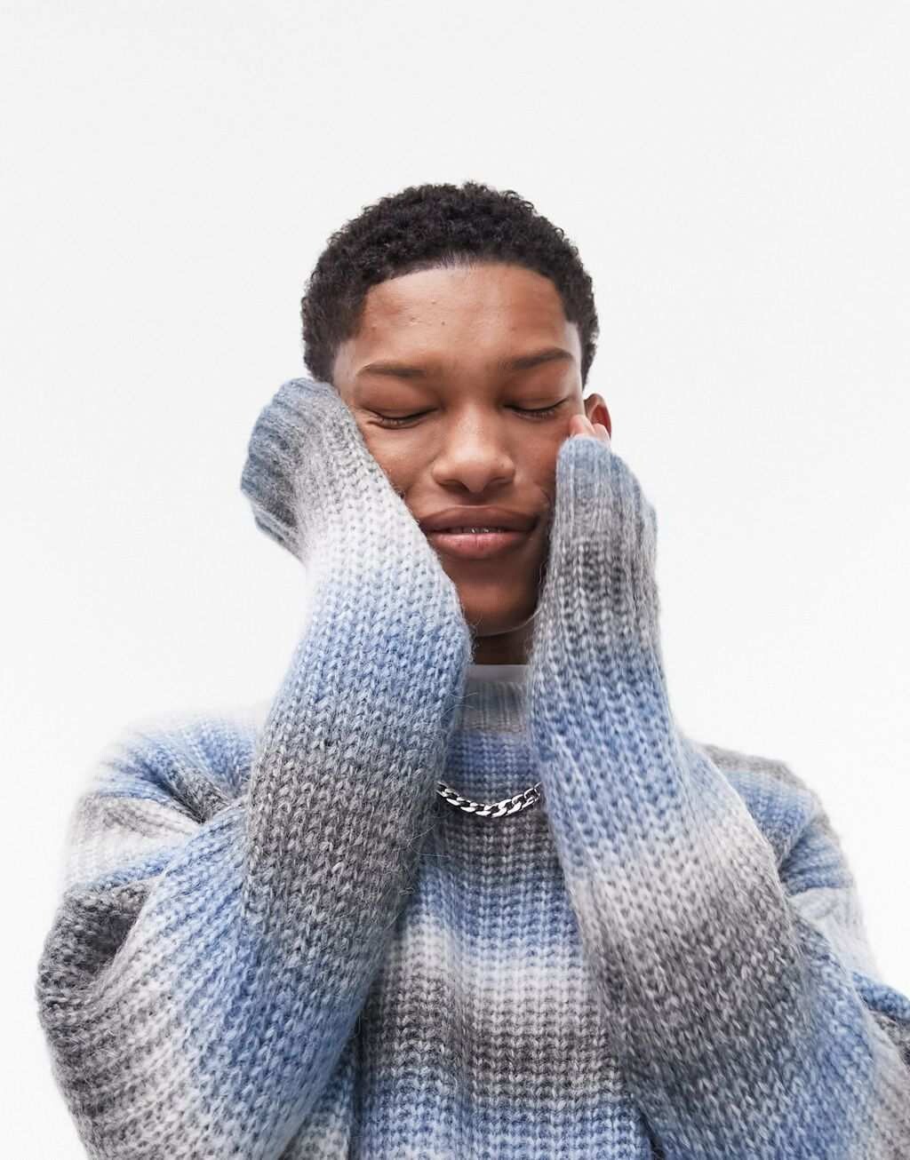 

Синий джемпер с эффектом омбре Topman