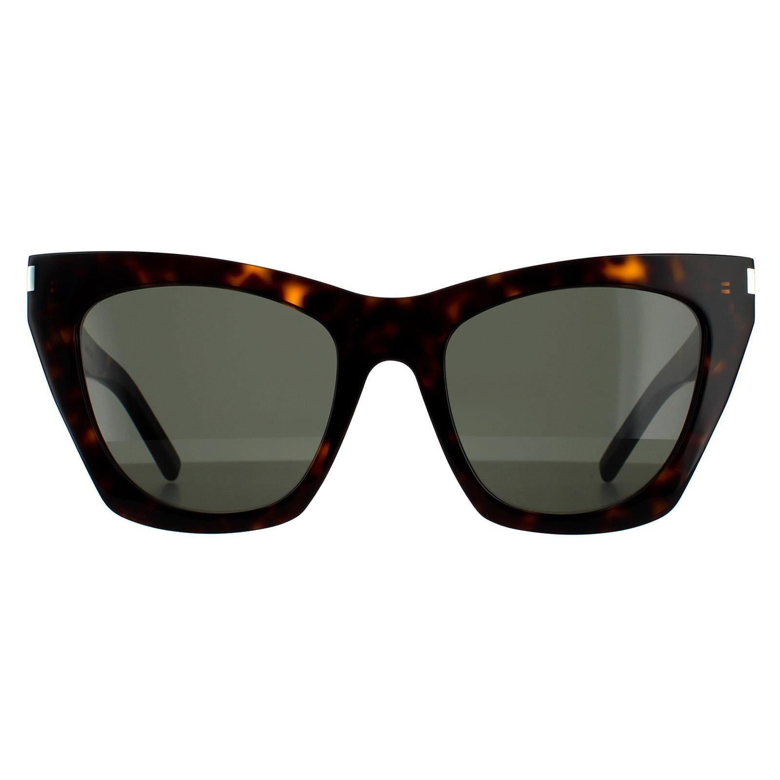 Серые солнцезащитные очки Cat Eye Havana Saint Laurent, коричневый