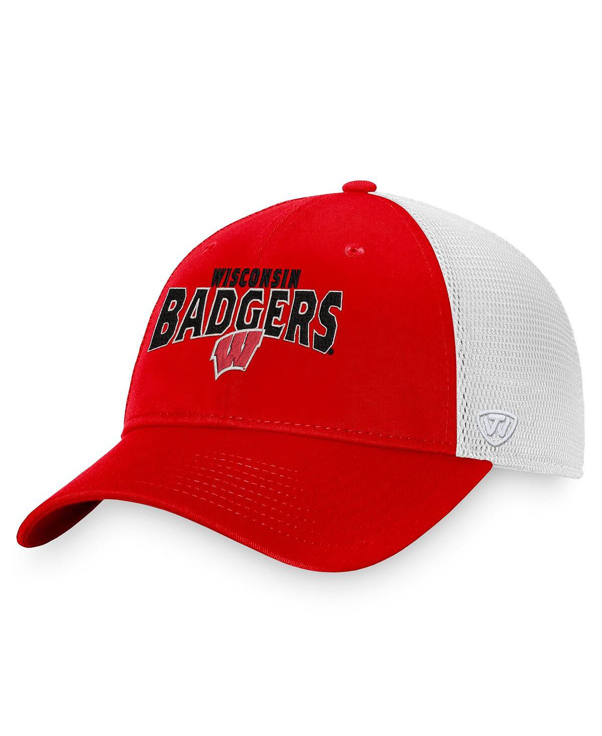 

Мужская красно-белая кепка Wisconsin Badgers Breakout Trucker Snapback Top of the World