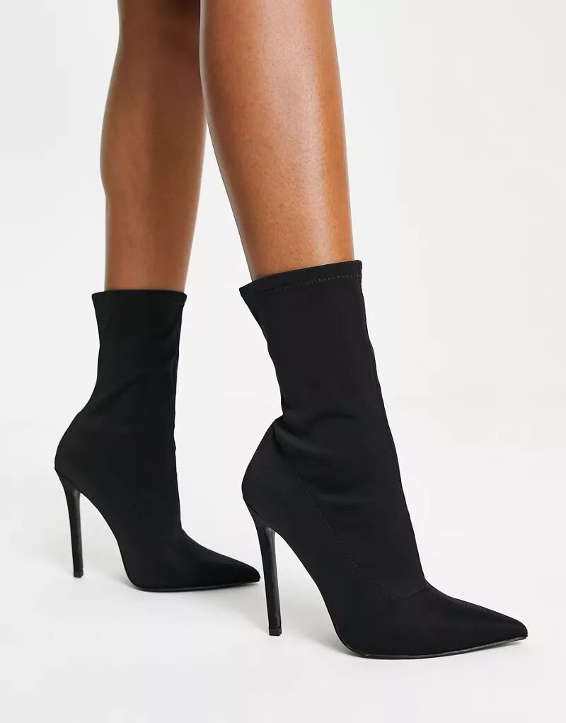 Черные ботинки-носки на высоком каблуке ASOS Eleanor цена и фото