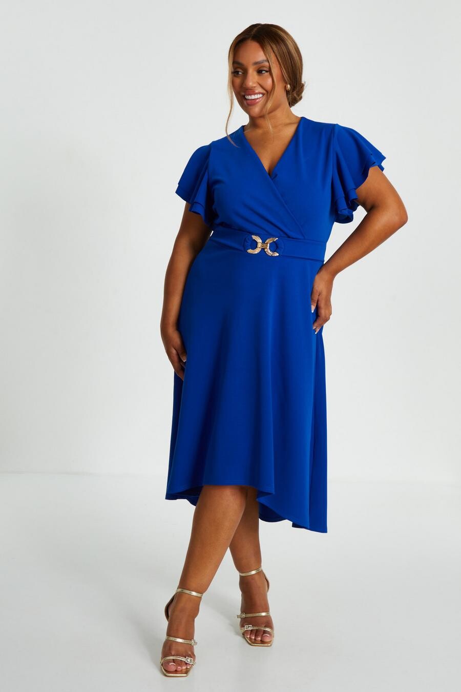 

Платье-миди Curve Royal Blue Skater QUIZ Clothing