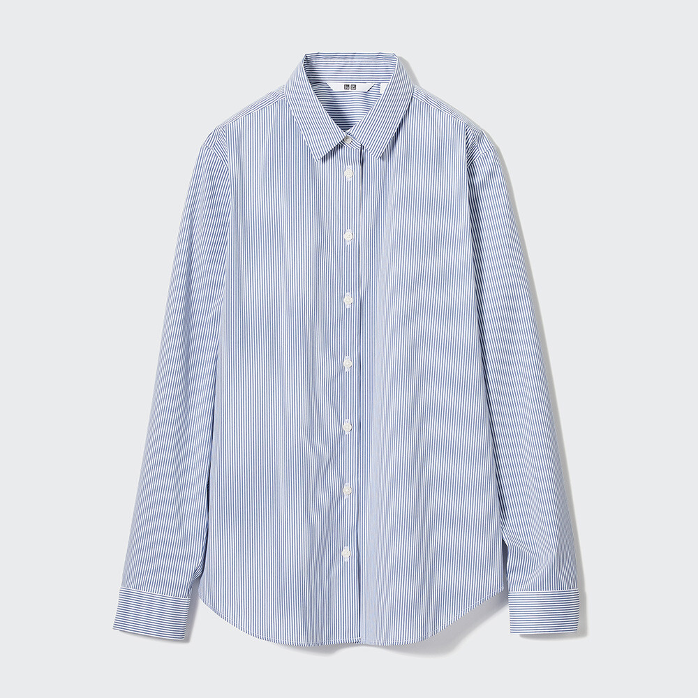 

Рубашка Uniqlo Supima Cotton формальная в полоску, синий