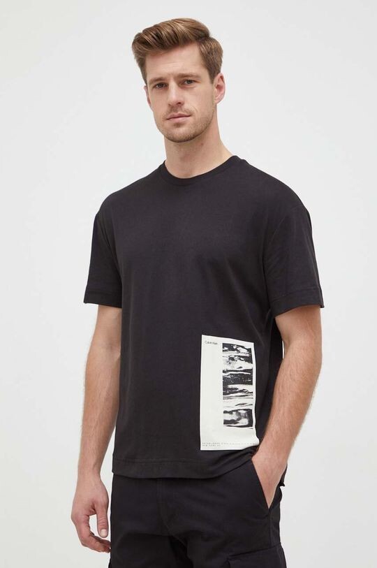 

Хлопковая футболка Calvin Klein, черный