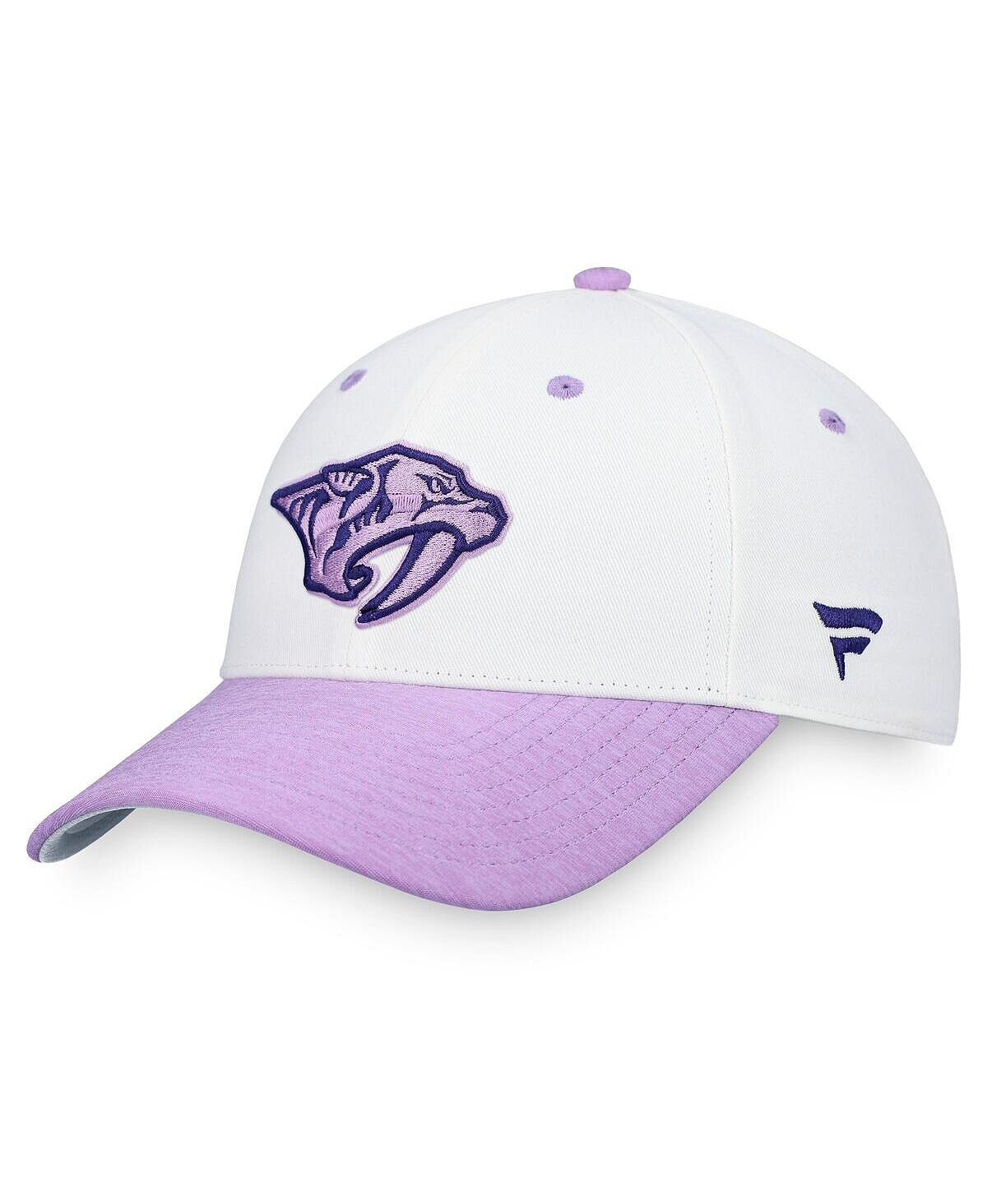 

Мужская бело-фиолетовая фирменная кепка Nashville Predators Authentic Pro Hockey Fights Cancer Snapback Fanatics