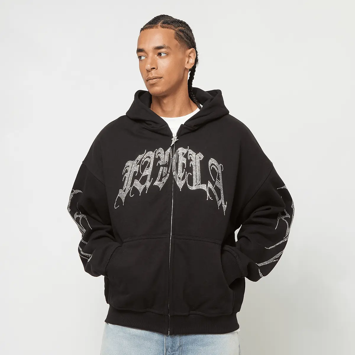 

Толстовка FAVELA Ribcage Rhinestone Frontzip, черный