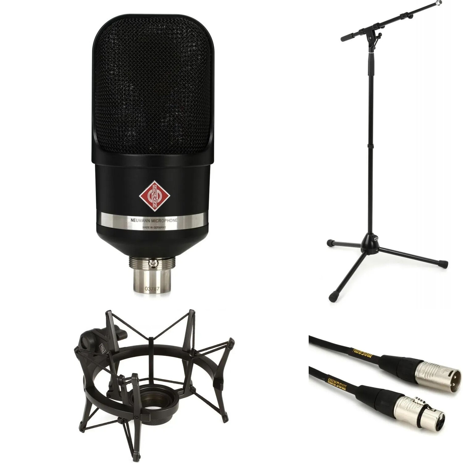 

Neumann TLM 107 Конденсаторный микрофон с большой диафрагмой, амортизатором, подставкой и кабелем — матовый черный