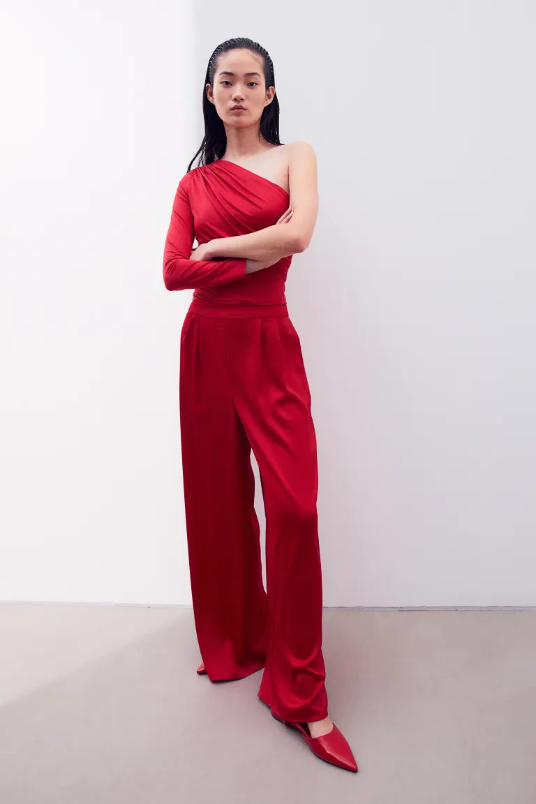 

Блузка на одно плечо H&M, красный