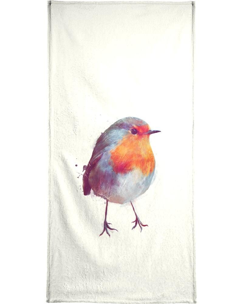 

Полотенце для ванной Juniqe Winter Robin, цвет Blau & Cremeweiß
