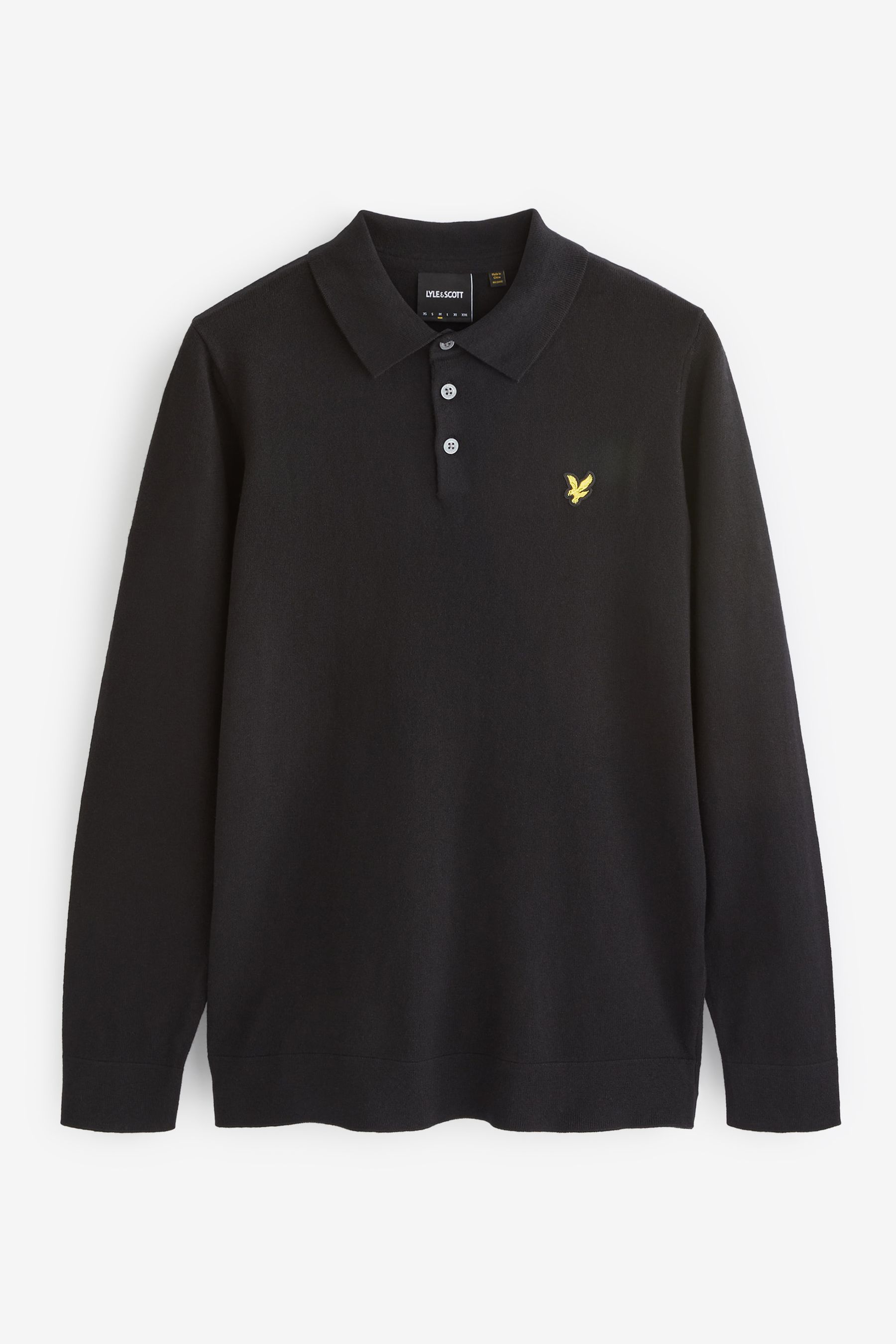 

Черная трикотажная рубашка-поло с длинными рукавами Lyle & Scott, черный