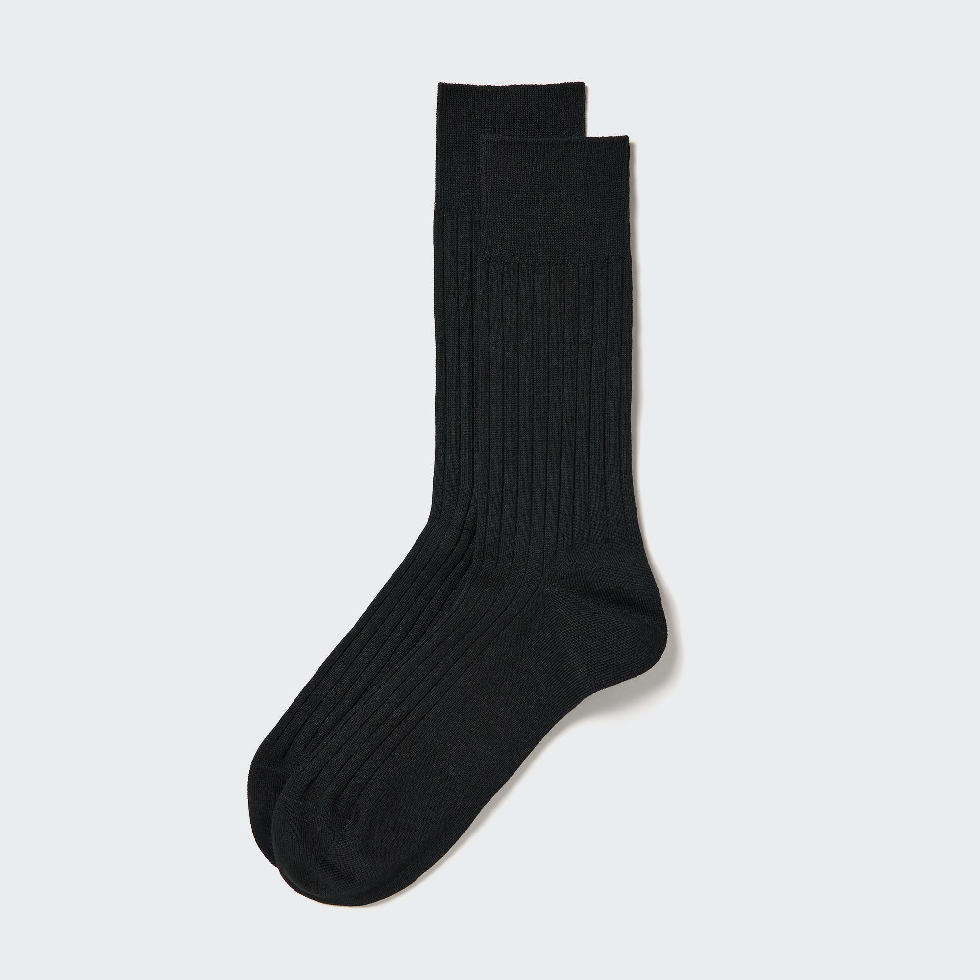 Хлопковые носки supima в ребрику UNIQLO, черный боксеры uniqlo supima cotton черный