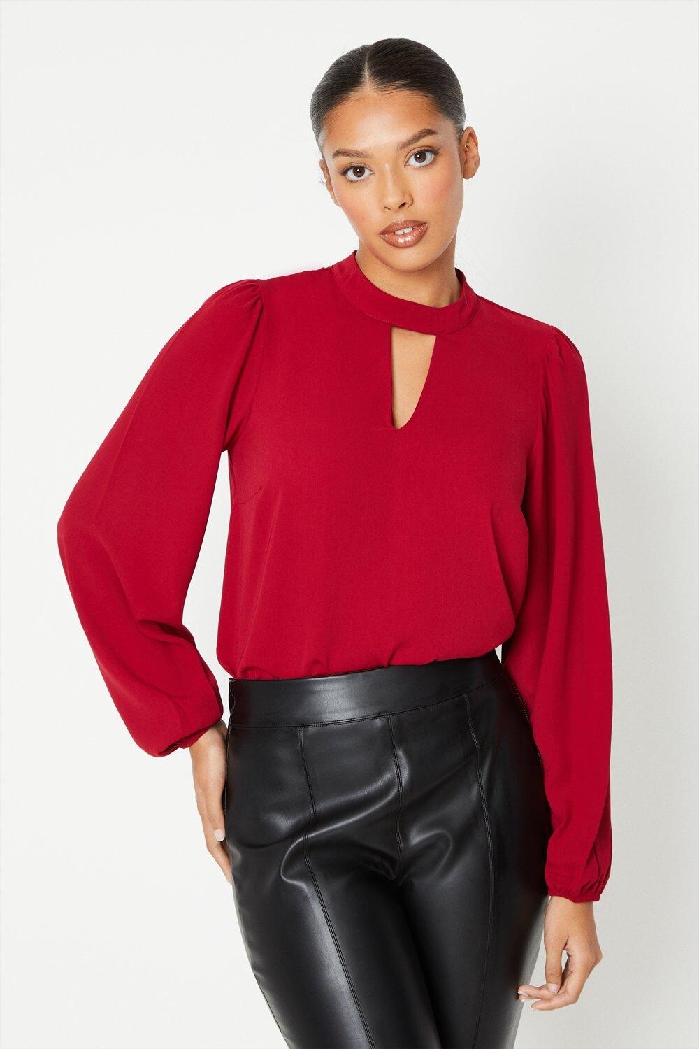 

Блузка с замочной скважиной Dorothy Perkins, красный