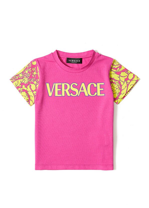 

Розовая футболка с логотипом для девочек Versace