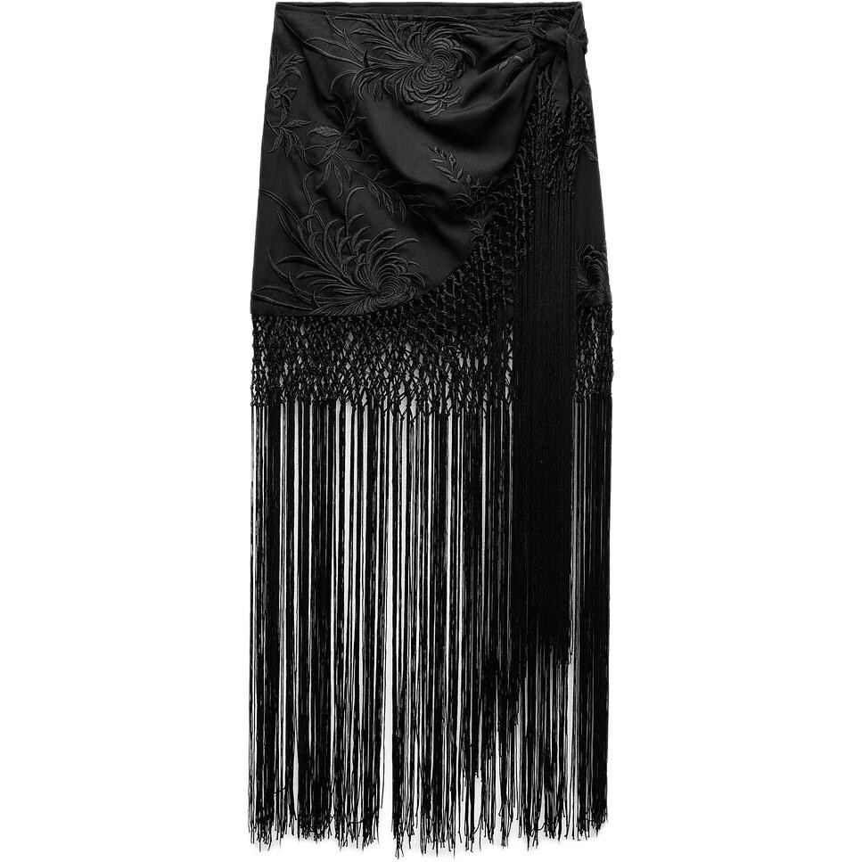 

Повседневная длинная юбка женская черная Zara