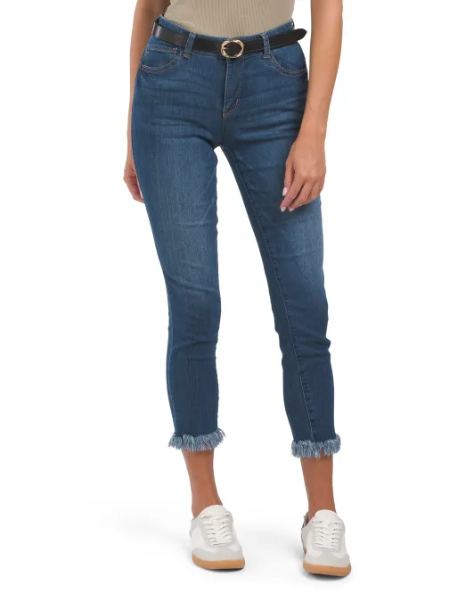 

Укороченные джинсы Ab Tech с потертыми манжетами Democracy, синий