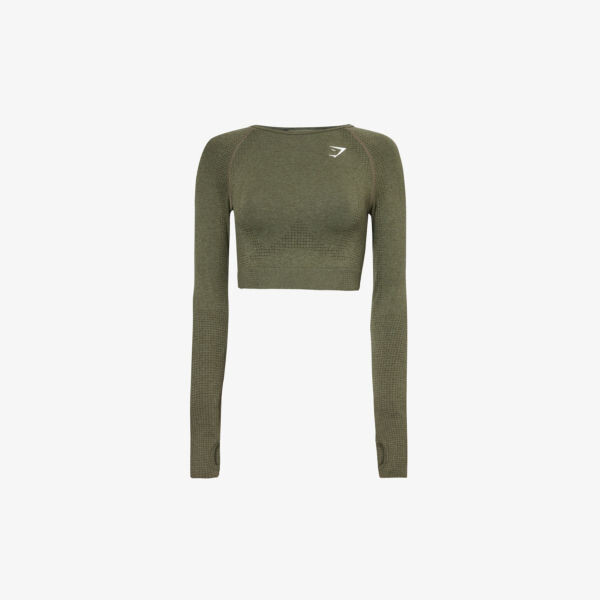 

Укороченный топ vital seamless 2 0 из эластичного джерси Gymshark, зеленый