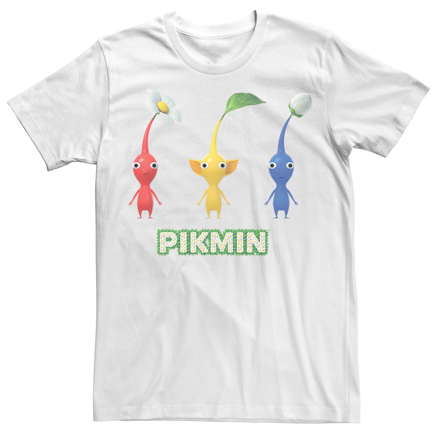 Мужская простая футболка Nintendo Pikmin Trio Licensed Character